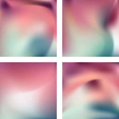 Soyut bulanık arka planlarla ayarlayın. Vektör illüstrasyon. Modern geometrik fon. Soyut şablon. Pembe, beyaz, mavi renkler