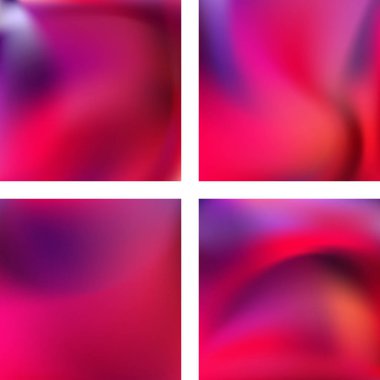 Soyut bulanık arkaplanlarla ayarlanmış. Vektör çizimi. Modern geometrik arka plan. Soyut şablon. Pembe, mor renkler.