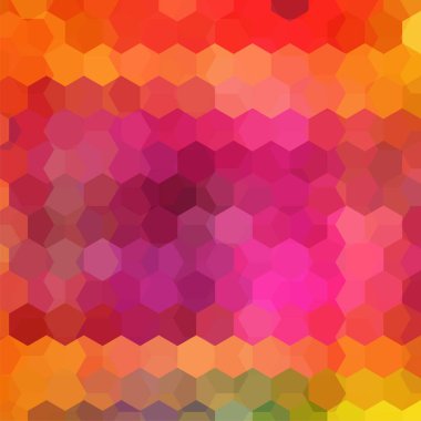 Geometrik desen, pembe, turuncu tonlarda altıgenler ile vektör arka plan. Çizim deseni