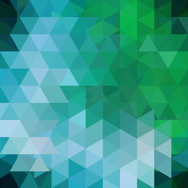 Fundo de verde, formas geométricas azuis. Fundo geométrico triangular abstrato. Padrão mosaico. Vector EPS 10. Ilustração vetorial — Vetor de Stock