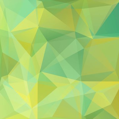 Yeşil, sarı, mavi üçgenlerden yapılmış arka plan. Geometrik şekilli kare kompozisyon. Eps 10