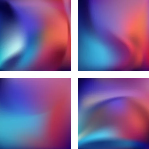 Set con sfondi sfocati astratti. Illustrazione vettoriale. Moderno sfondo geometrico. Modello astratto. Arancione, rosso, blu colori . — Vettoriale Stock
