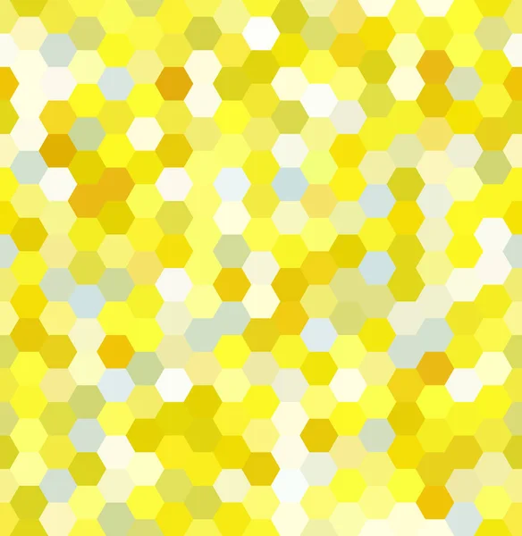黄色、白い六角形で作られた背景。シームレスな背景。幾何学的形状を持つ正方形の組成 — ストックベクタ