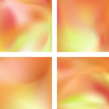 Soyut bulanık arkaplanlarla ayarlanmış. Vektör çizimi. Modern geometrik arka plan. Soyut şablon. Sarı, turuncu renkler.