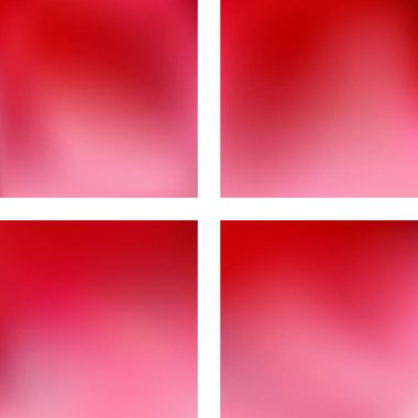 Soyut bulanık arkaplanlarla ayarlanmış. Vektör çizimi. Modern geometrik arka plan. Soyut şablon. Kırmızı, pembe renkler.