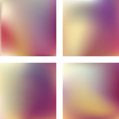 Soyut bulanık arka planlarla ayarlayın. Vektör illüstrasyon. Modern geometrik fon. Soyut şablon. Bej, mor renkler.