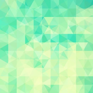 Arka plan sarı, yeşil üçgenler oluşan. İş sunumları veya web şablonu afiş afiş için geometrik tasarım. Vektör çizim