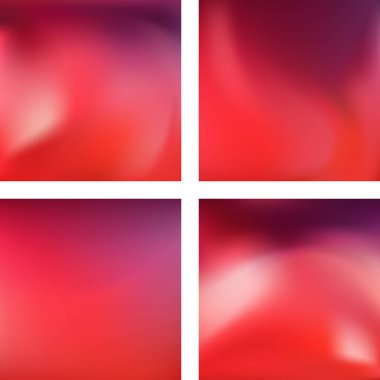 Soyut bulanık arkaplanlarla ayarlanmış. Vektör çizimi. Modern geometrik arka plan. Soyut şablon. Pembe, turuncu renkler.