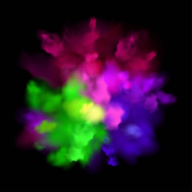 Siyah arkaplanda renkli barut patlaması etkisi