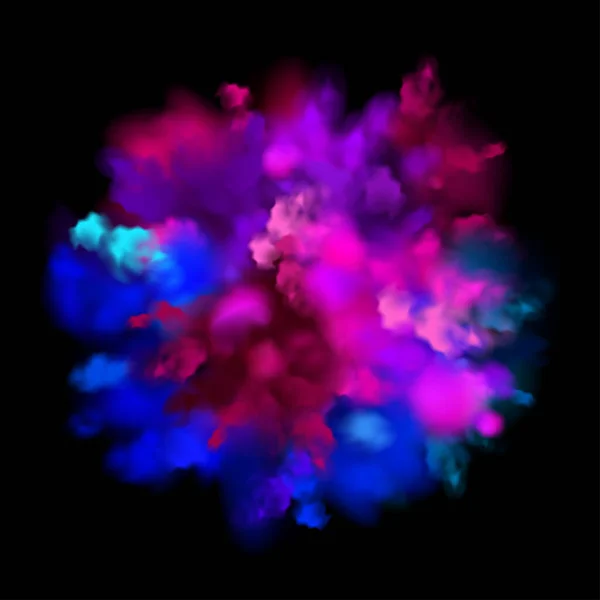 Effet Explosion Poudre Colorée Sur Fond Noir — Image vectorielle