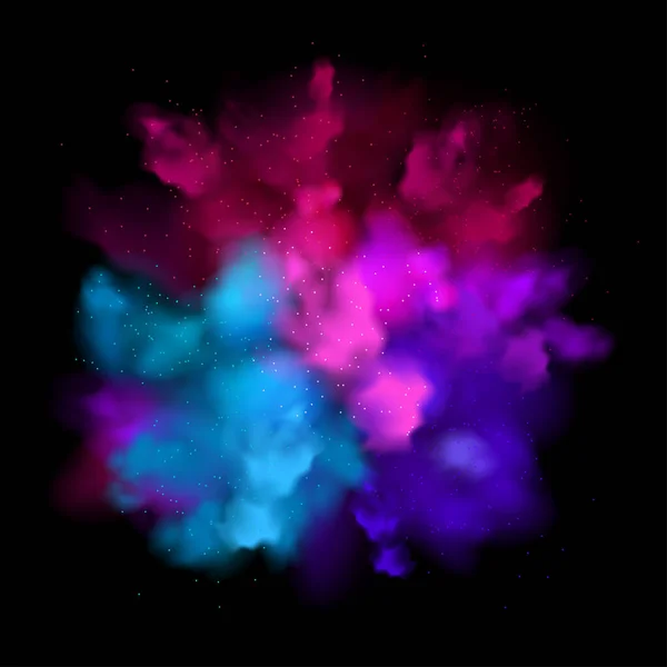 Poudre Violette Effet Explosion Sur Fond Noir — Image vectorielle