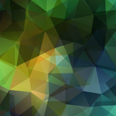 Soyut çokgen vektör arkaplanı. Geometrik vektör çizimi. Yaratıcı tasarım şablonu. Yeşil, mavi, sarı renkler.