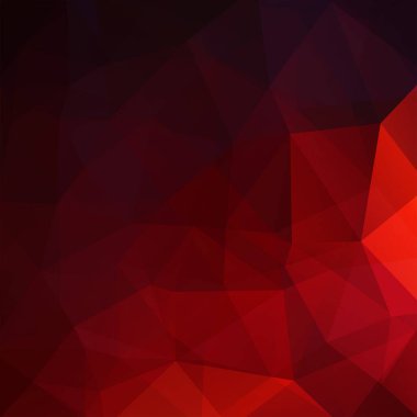 Koyu kırmızı üçgenlerden oluşan soyut bir arka plan. İş sunumları veya web şablonu afişi için geometrik tasarım. Vektör illüstrasyonu