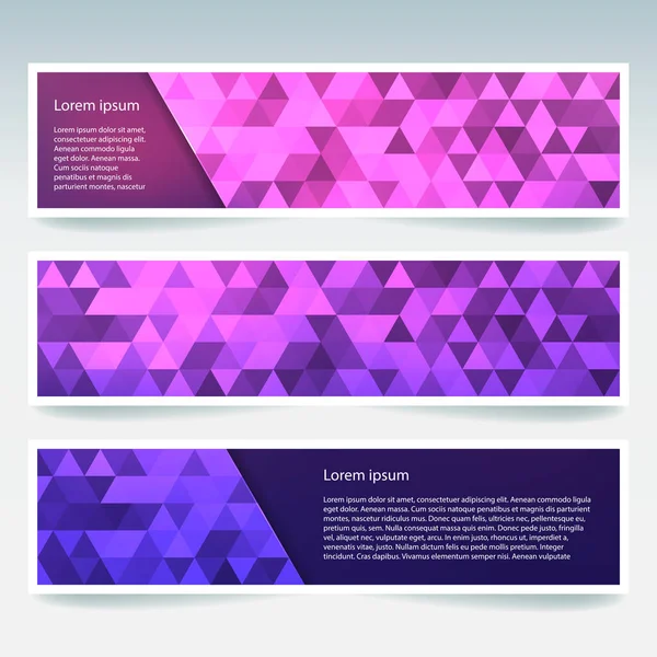 Горизонтальные Баннеры Розовыми Фиолетовыми Многоугольными Треугольниками Фон Многоугольника Векторная Иллюстрация — стоковый вектор