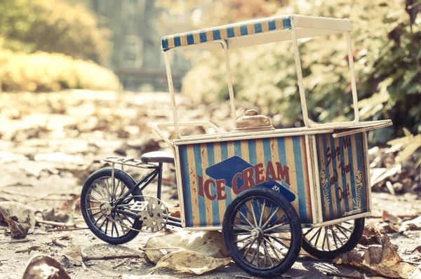 Винтажная Тележка Мороженым Колесах Осеннем Парке Солнечный День — стоковое фото