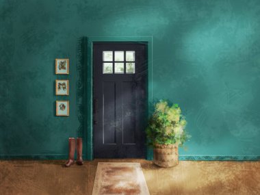 Sabahın ışıklarıyla ev yeşil salonu