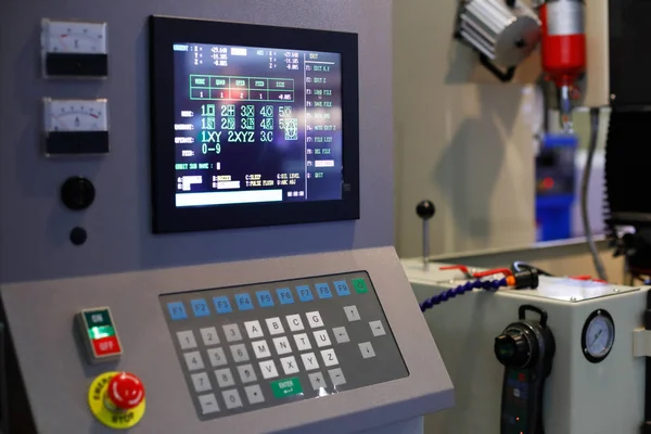 Control Panel Industrial Cnc Equipment Selective Focus Royalty Free Stock Photos