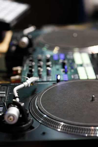 professional DJ turntables and sound mixer