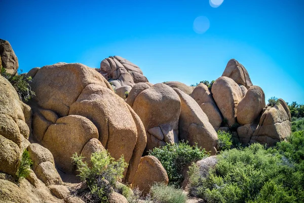 Balancing desert rocks in Joshua National Park, California