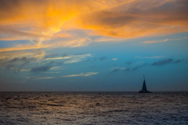 Key West, Florida dramatik canlı günbatımı manzara