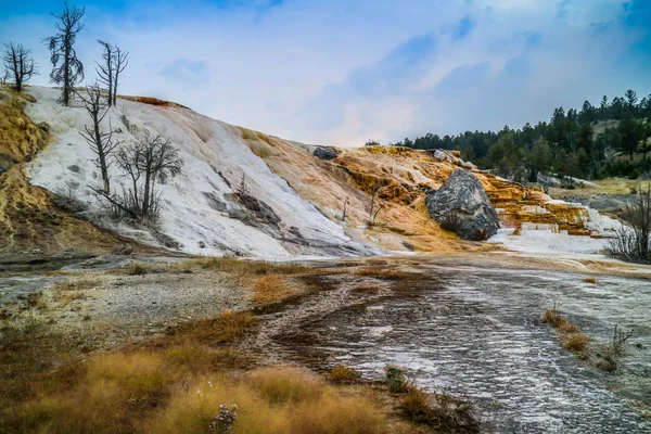 El área de Mammoth Hot Springs en el Parque Nacional de Yellowstone, Wyoming — Foto de Stock