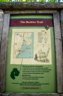 Acadia Ulusal Parkı, Maine iz için bir açıklama tahtası