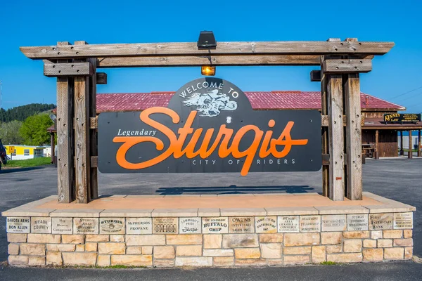 Sturgis Eua Maio 2019 Uma Placa Boas Vindas Ponto Entrada — Fotografia de Stock