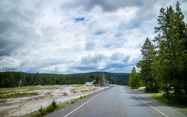 Long Chemin Long Route Parc National Yellowstone Wyoming — Photo