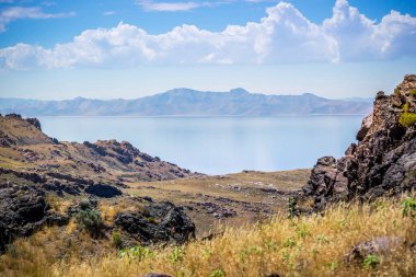 An overlooking view of nature in Antelope Island State Park, Utah clipart