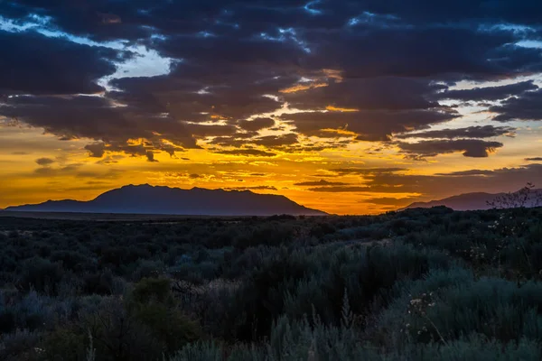 Dramatische Levendige Zonsondergang Landschap Antelope Island State Park Utah — Stockfoto