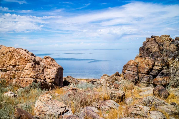 Widok Przyrodę Parku Stanowym Antelope Island Utah — Zdjęcie stockowe