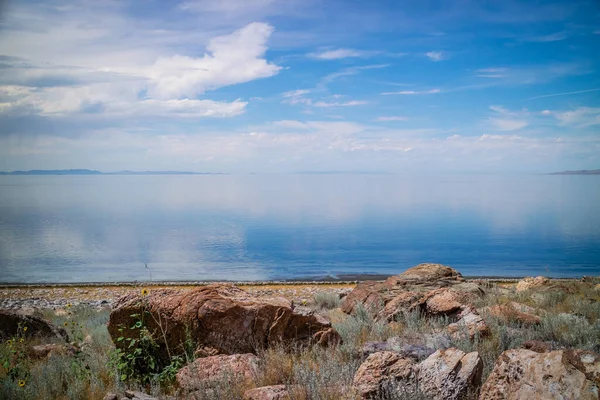 Una Vista Panorámica Naturaleza Antelope Island State Park Utah — Foto de Stock