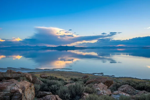 Een Uitzicht Het Landschap Van Antelope Island State Park Utah — Stockfoto