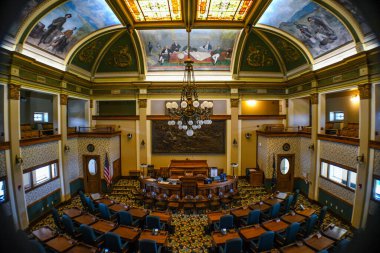 Helena, MT, USA - July 20, 2019: The large meeting hall of Senate Chamber of Montana State Capitol clipart