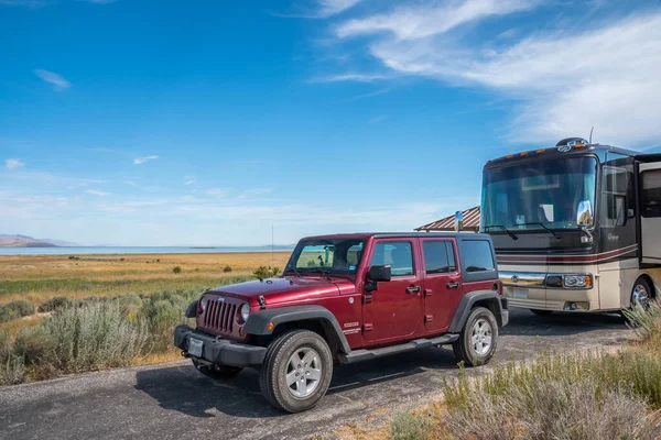 2019 Antelope Island Usa Jeep Wrangler Unlimited Sports Parked Preserve — 스톡 사진