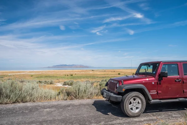 Antelope Island Eua Agosto 2019 Jeep Wrangler Unlimited Sports Estacionado — Fotografia de Stock