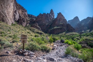 Tonto Ulusal Ormanı, AZ, ABD - 19 Ekim 2019 Koruma Ormanı 'nın giriş noktasında bir karşılama tabelası