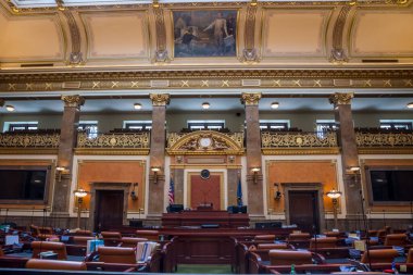 Salt Lake City, UT, ABD - 5 Ağustos 2019: Senato Odası 'nın büyük toplantı salonu