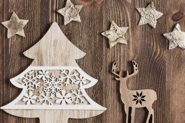 Noel arka plan. Noel ağacı rustik arka plan üzerinde