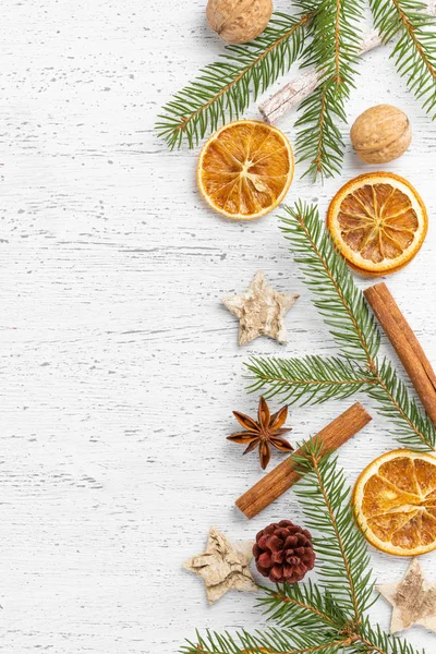 Weihnachtlicher Hintergrund Zimt Und Orange — Stockfoto