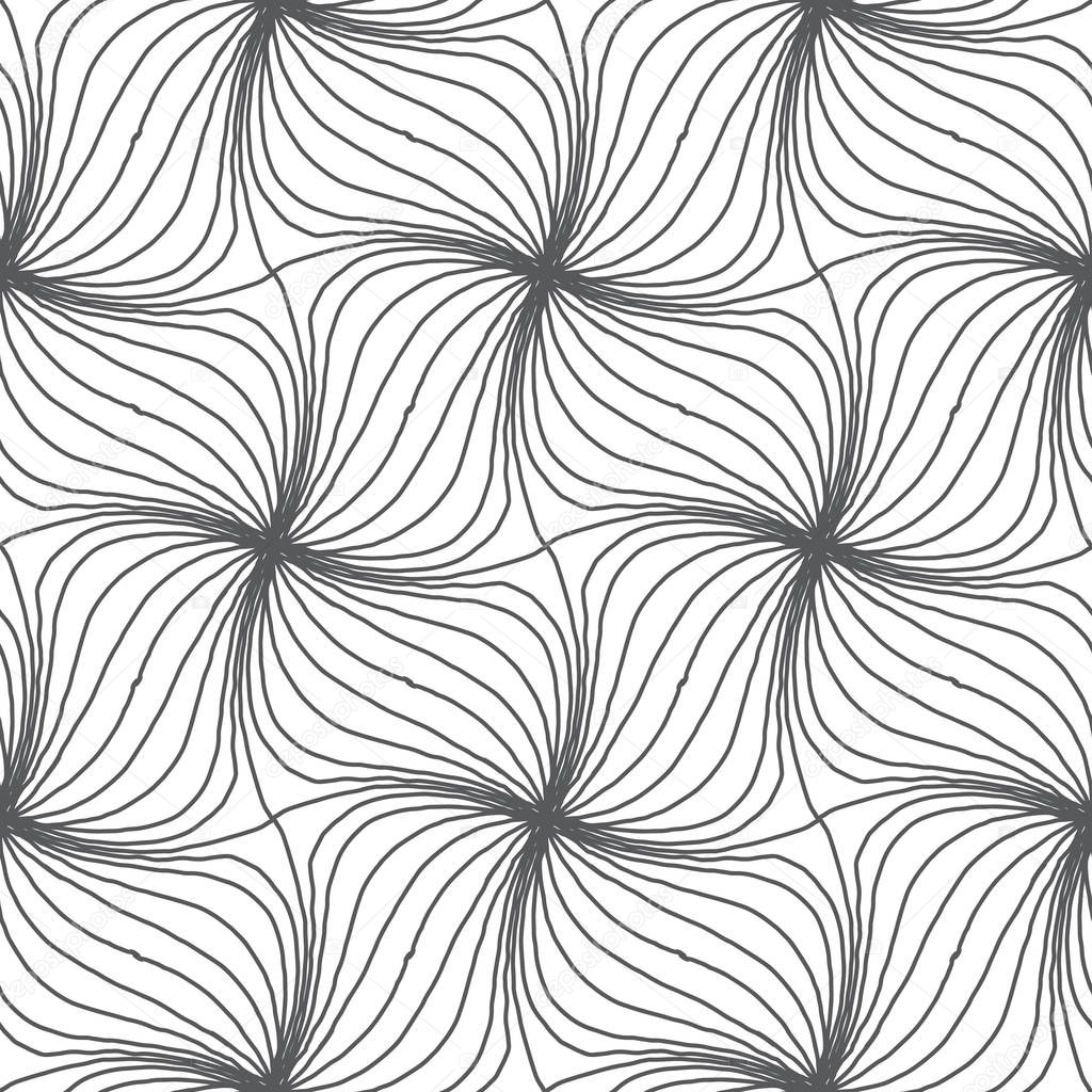 Blank and white floral swirl  pattern. Ilustration hand drawn texture element for print, fabric and background.