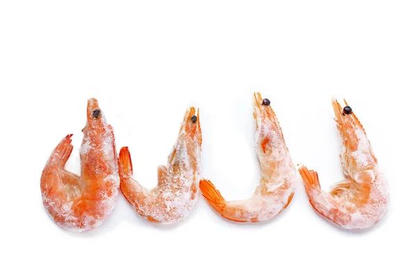 Number Frozen Unpeeled Shrimp White Background — Stock Photo, Image