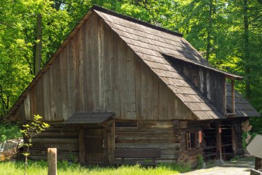 Polonya, Pszczyna 6 Haziran 2020 Skansen - Pszczyna Köyü Çiftliği. Süper