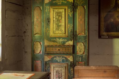 Polonya, Pszczyna 6 Haziran 2020 Skansen - Pszczyna Köyü Çiftliği. Süper