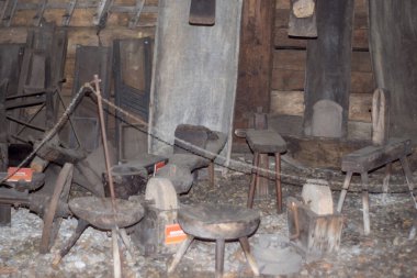 Polonya, Pszczyna 6 Haziran 2020 Skansen - Pszczyna Köyü Çiftliği. Süper