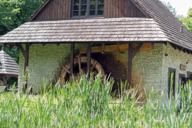 Polonya, Pszczyna 6 Haziran 2020 Skansen - Pszczyna Köyü Çiftliği. Süper
