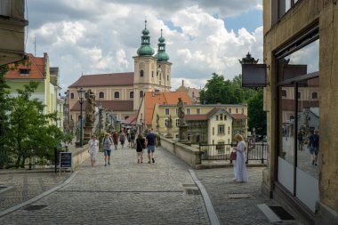 Şehir merkezi Klodzko Panoraması, Aşağı Silezya, Polonya.