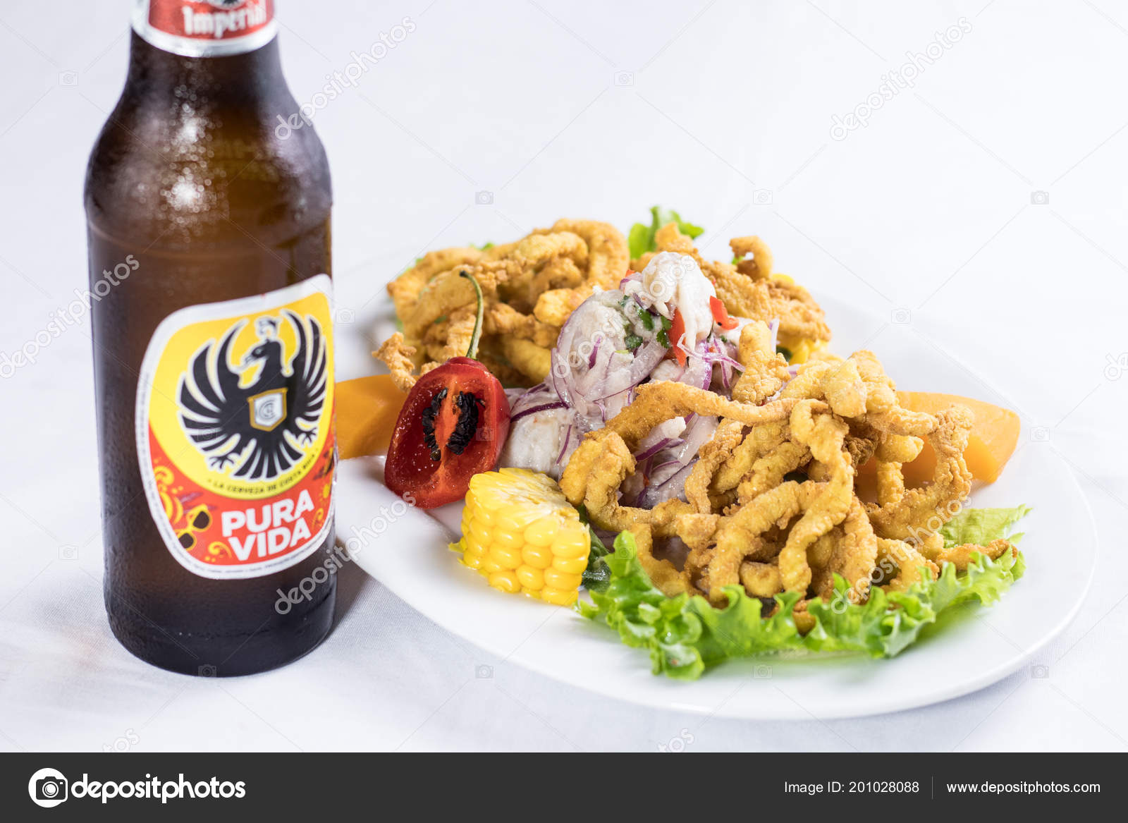 Peruvian Food Ceviche Pescado Con Calamar Con Cerveza Stock Photo Image By Denismantilla 201028088