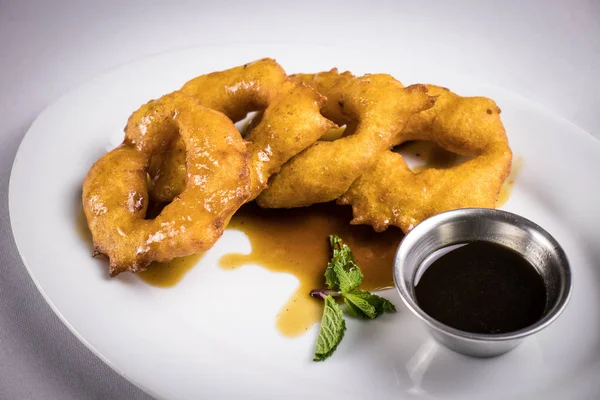 Comida Peruana Picarones Con Miel — Foto de Stock