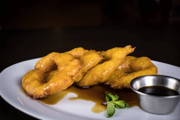 Comida Peruana Picarones Con Miel — Foto de Stock